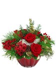 Vibrant Red Holiday Centerpiece from The Posie Shoppe in Prineville, OR