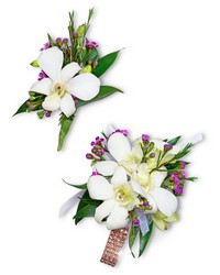 Flawless Corsage and Boutonniere Set from The Posie Shoppe in Prineville, OR