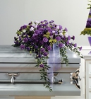 Purple and lavender carnation casket spray from The Posie Shoppe in Prineville, OR