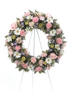 Pastel garden standing wreath from The Posie Shoppe in Prineville, OR