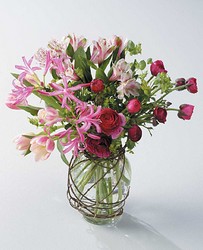 Pink vased arrangement from The Posie Shoppe in Prineville, OR