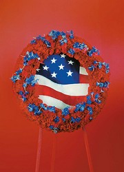 Patriotic red and blue wreath from The Posie Shoppe in Prineville, OR