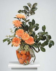 Orange gerberas and tangerines from The Posie Shoppe in Prineville, OR
