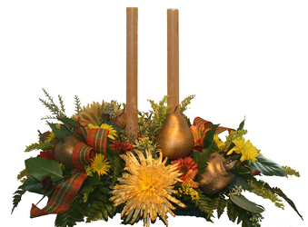 Bronze harvest centerpiece from The Posie Shoppe in Prineville, OR