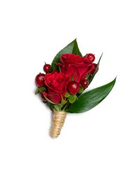 Crimson Boutonniere from The Posie Shoppe in Prineville, OR