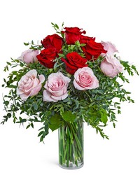 One Dozen Perfect Pink and Red Roses from The Posie Shoppe in Prineville, OR