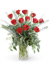 Red Roses with Eucalyptus Foliage (12) from The Posie Shoppe in Prineville, OR