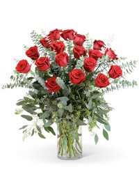 Red Roses with Eucalyptus Foliage (18) from The Posie Shoppe in Prineville, OR