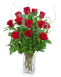 Dozen Red Roses with Willow from The Posie Shoppe in Prineville, OR