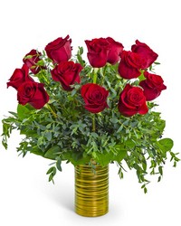 One Dozen Ruby Red Roses in Gold from The Posie Shoppe in Prineville, OR
