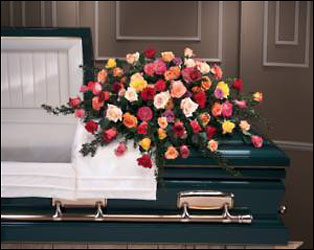 Rose Garden casket spray from The Posie Shoppe in Prineville, OR