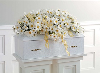 Daisy infant casket spray from The Posie Shoppe in Prineville, OR